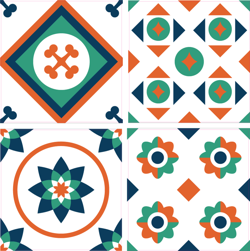 幾何学的なビニールマットのジオメトリックタイル - TENSTICKERS