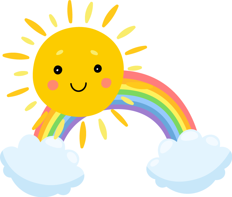 子供 ビニールマット 空のカートゥーン太陽と虹 - TENSTICKERS