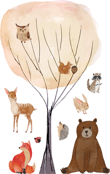 子供 ビニールマット 森の動物と木 - TENSTICKERS