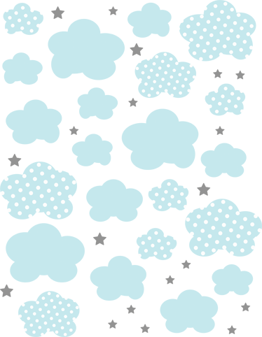 子供 ビニールマット 青い雲と灰色の星 - TENSTICKERS