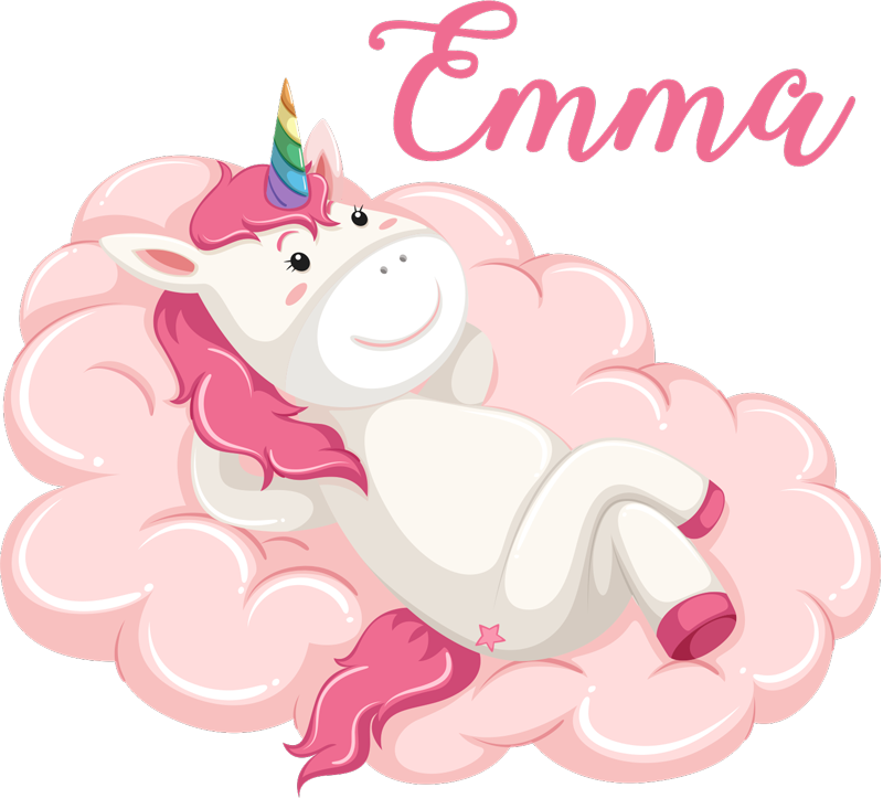 子供 ビニールマット 名前入りの雲のユニコーン - TENSTICKERS