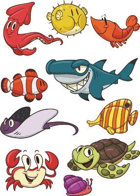 子供 ビニールマット カラフルな魚のパック - TENSTICKERS