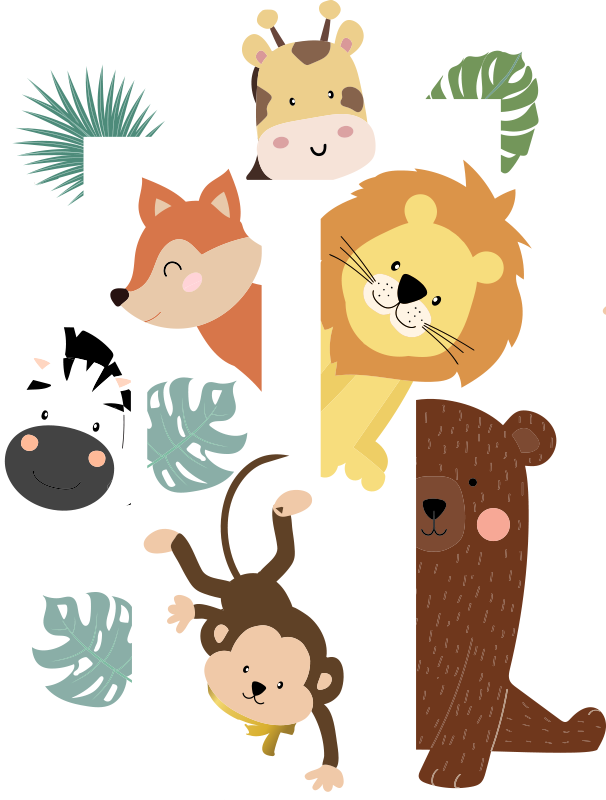 子供 ビニールマット 動物たちがやってくる - TENSTICKERS