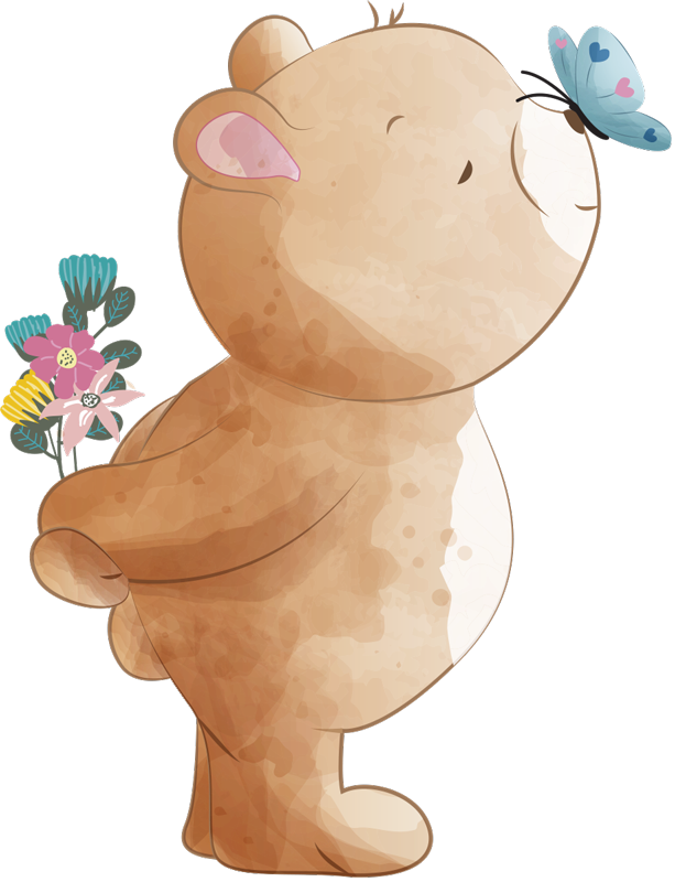 子供 ビニールマット クマと蝶のステッカー付き - TENSTICKERS