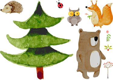 子供 ビニールマット 野生の森の動物 - TENSTICKERS