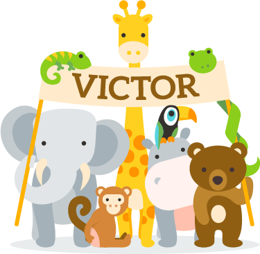 子供 ビニールマット 名前入りの動物たちを迎えよう - TENSTICKERS