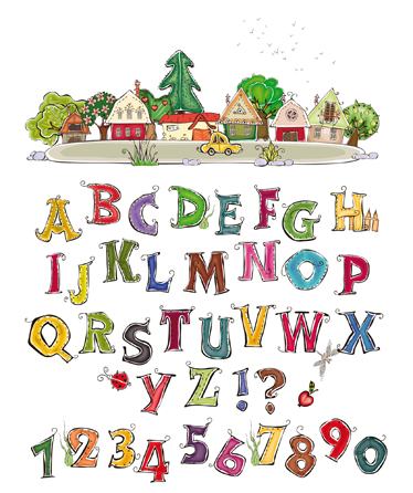 子供 ビニールマット カラフルなアルファベットと数字 - TENSTICKERS