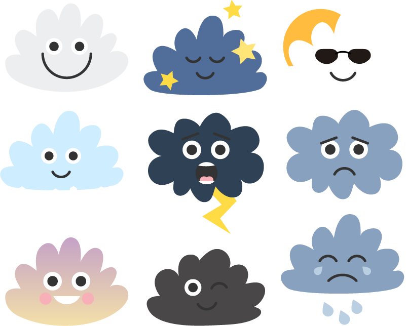 子供 ビニールマット 顔のある雲 - TENSTICKERS