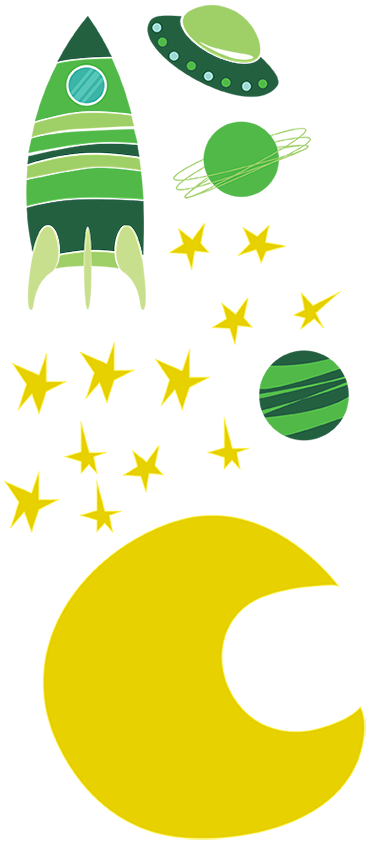 子供 ビニールマット 宇宙柄の緑色ステッカー付き - TENSTICKERS
