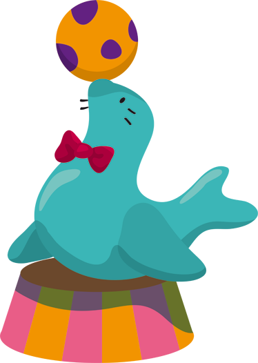 子供 ビニールマット サーカスのボールを持つアシディーボのアザラシ - TENSTICKERS