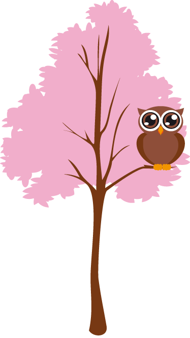 子供 ビニールマット フクロウのいるピンクの木 - TENSTICKERS