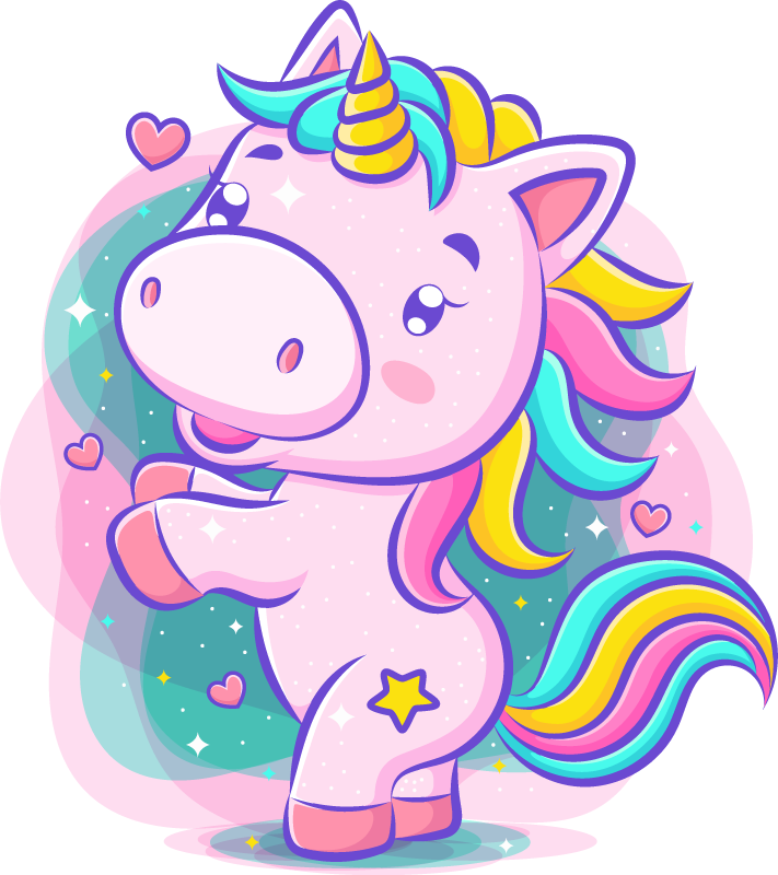 子供 ビニールマット 笑顔のカートゥーンユニコーン カラフル - TENSTICKERS