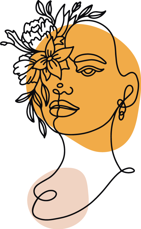 寝室 ビニールマット 女性のミニマリストポートレート - TENSTICKERS