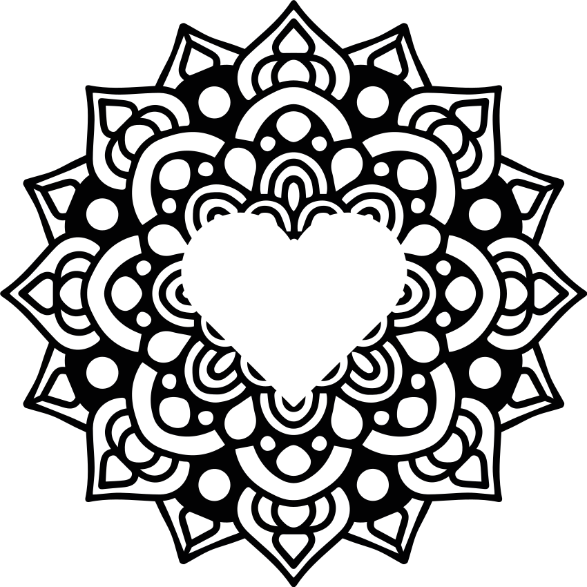 寝室 ビニールマット ハート型フレームのマンダラ - TENSTICKERS