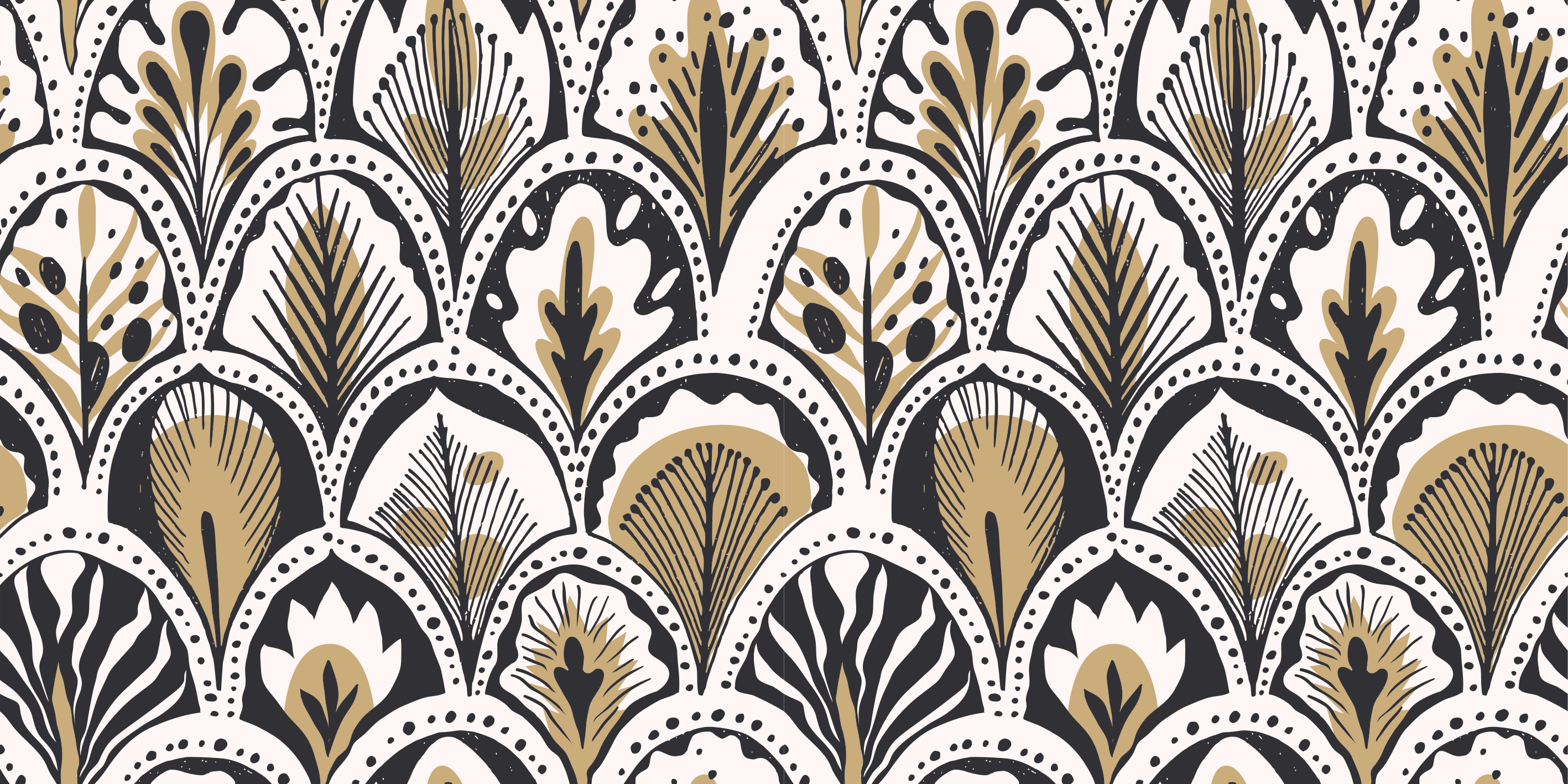 寝室 ビニールマット アールデコファン柄 - TENSTICKERS