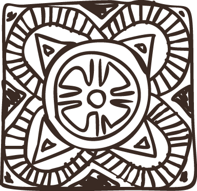 寝室 ビニールマット エスニックフローラルタイル - TENSTICKERS