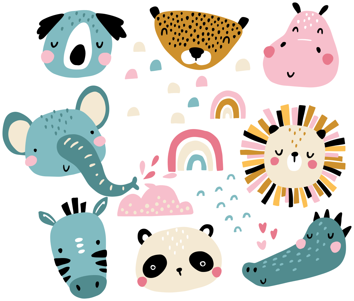 子供 ビニールマット 小さな動物の北欧スタイル - TENSTICKERS