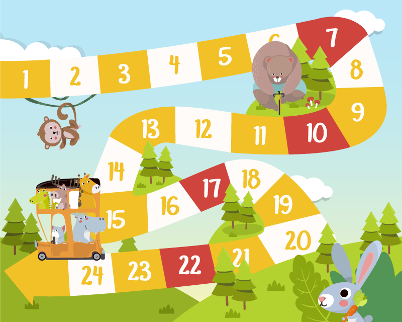 ゲーム ビニールマット ボードゲーム カートゥーン 野生動物 - TENSTICKERS