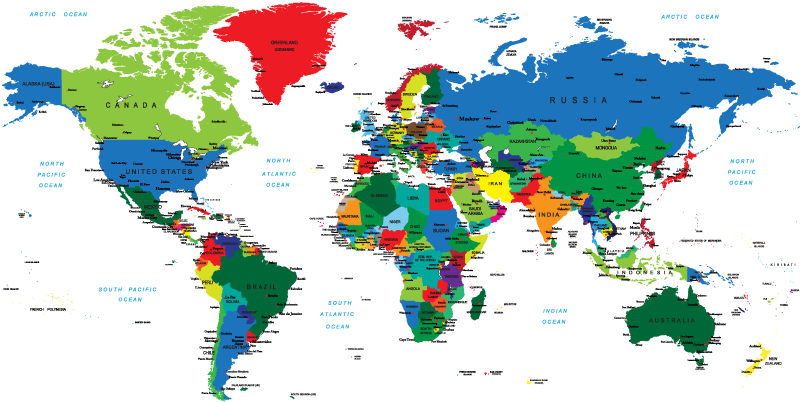 世界地図 ビニールマット カラフルな世界地図ビニールマット - TENSTICKERS
