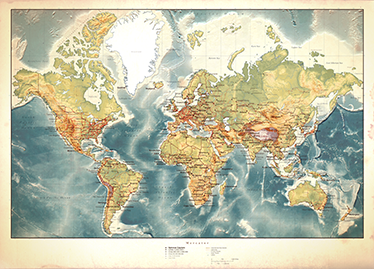 世界地図 ビニールマット 古びた世界地図ビニールマット - TENSTICKERS