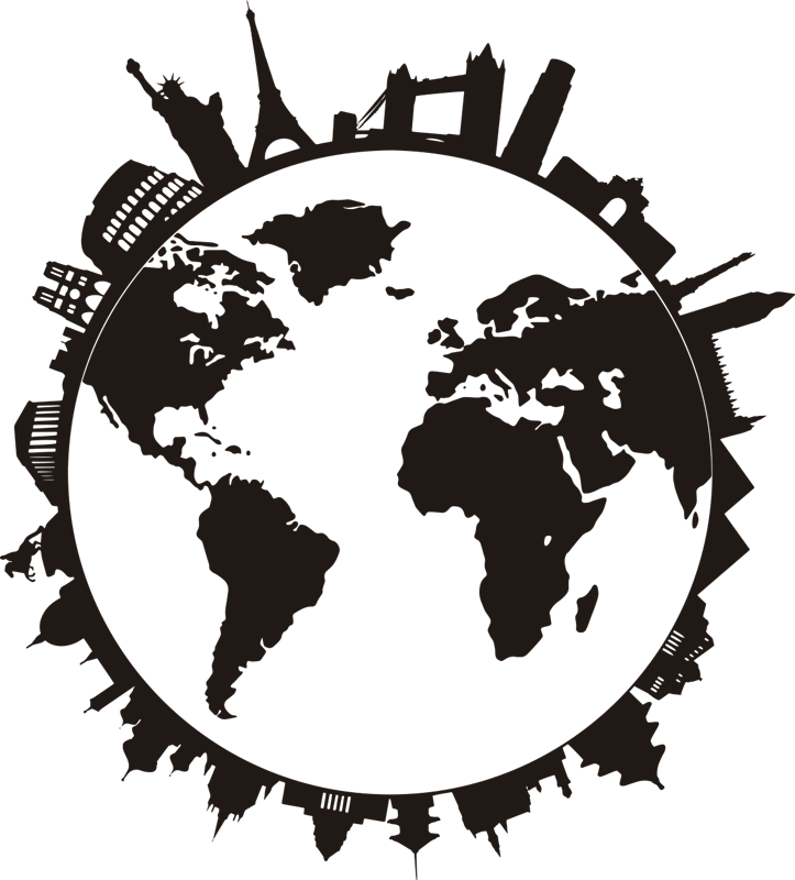 世界地図 ビニールマット モニュメント付き世界地図 - TENSTICKERS