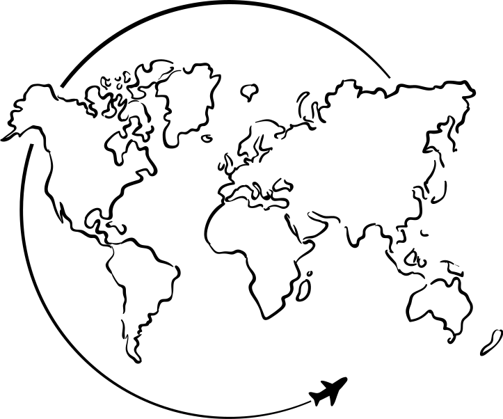 世界地図 ビニールマット 円形飛行機の世界地図 - TENSTICKERS