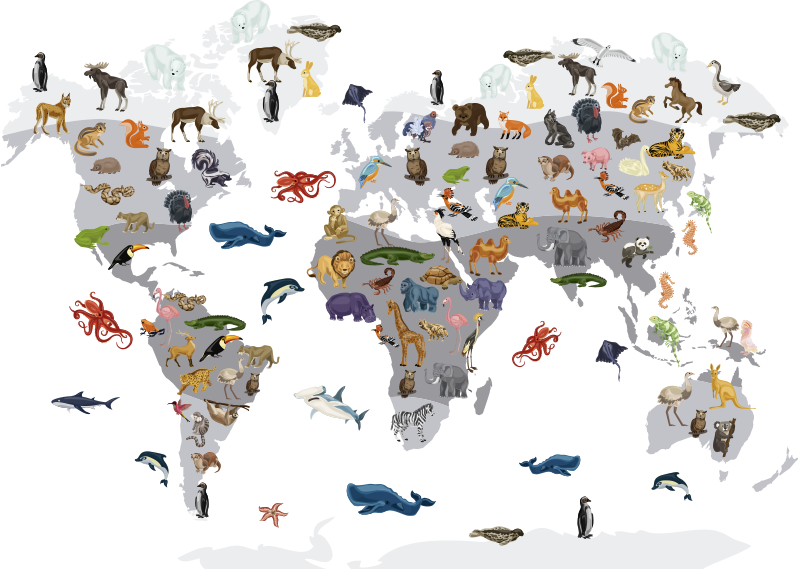 世界地図 ビニールマット 北欧スタイルの世界地図壁用デカール - TENSTICKERS