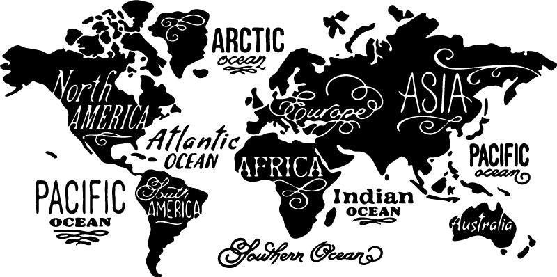 世界地図 ビニールマット 詳細付き世界地図 - TENSTICKERS