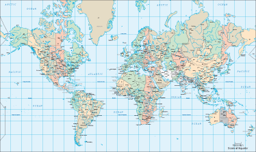 世界地図 ビニールマット 英語の時刻表 - TENSTICKERS