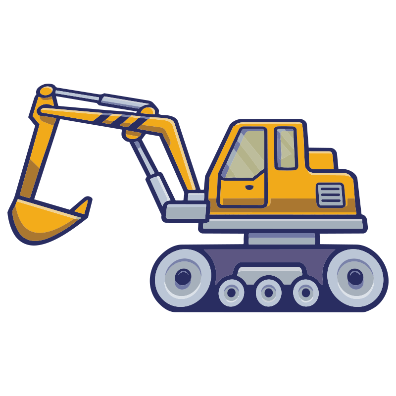 子供 ビニールマット 子供用の典型的な黄色のショベルカー - TENSTICKERS