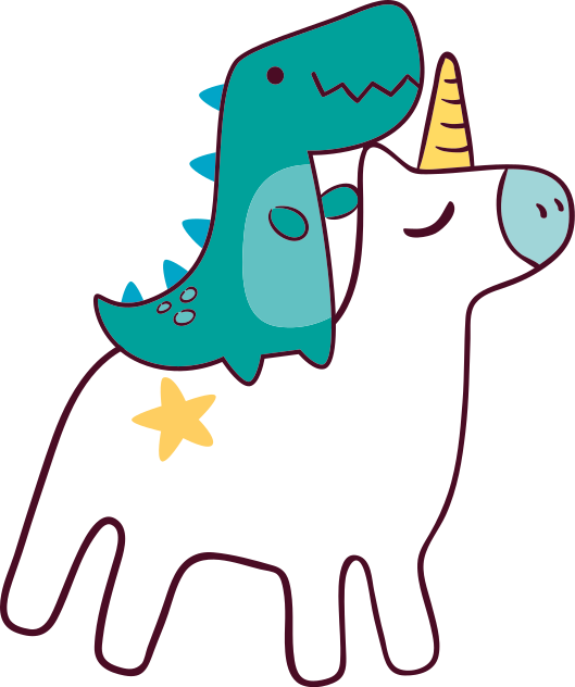 子供 ビニールマットユニコーンと恐竜のカートゥーンデザイン - TENSTICKERS