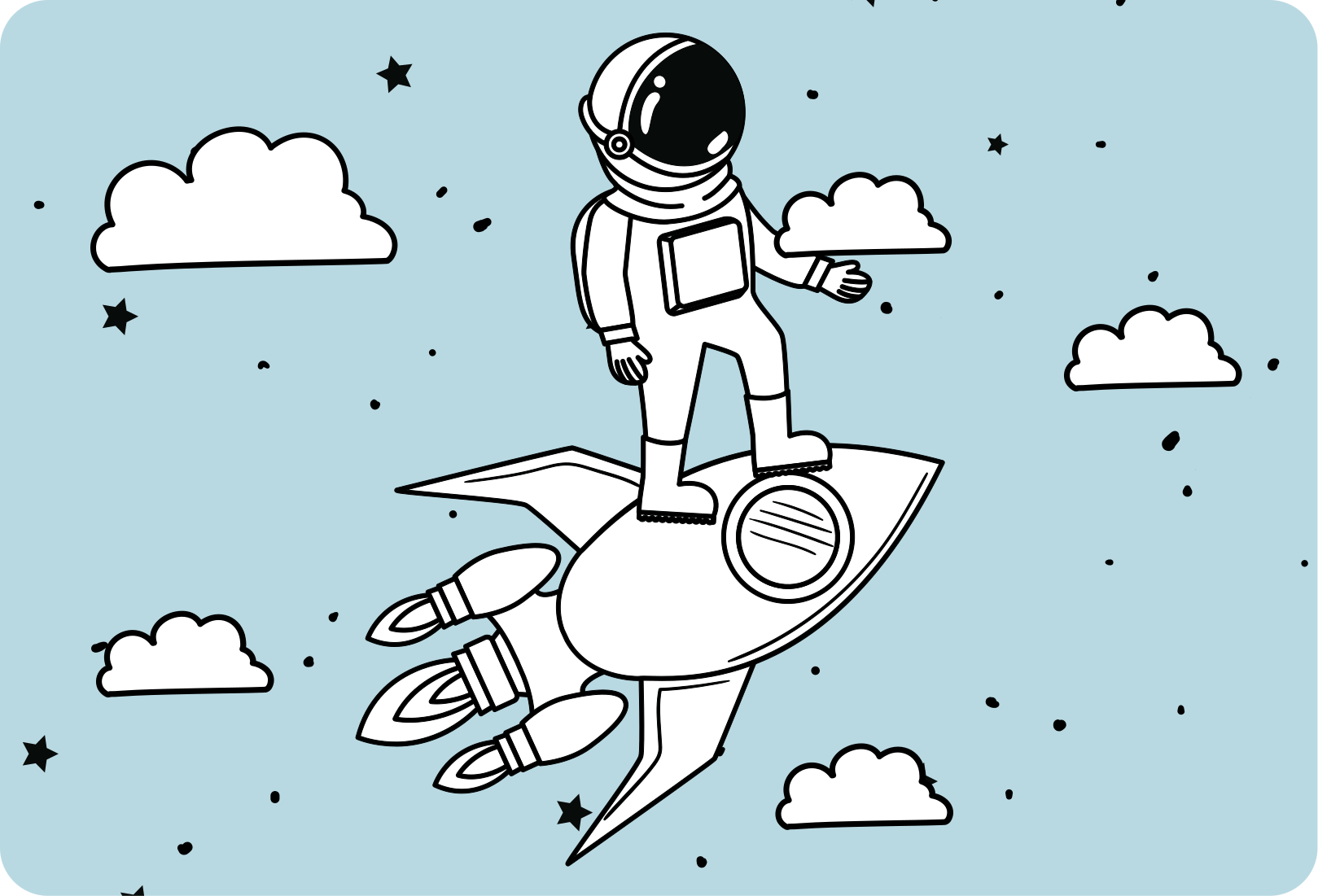 子供 ビニールマット ロケット宇宙飛行士と星々 - TENSTICKERS