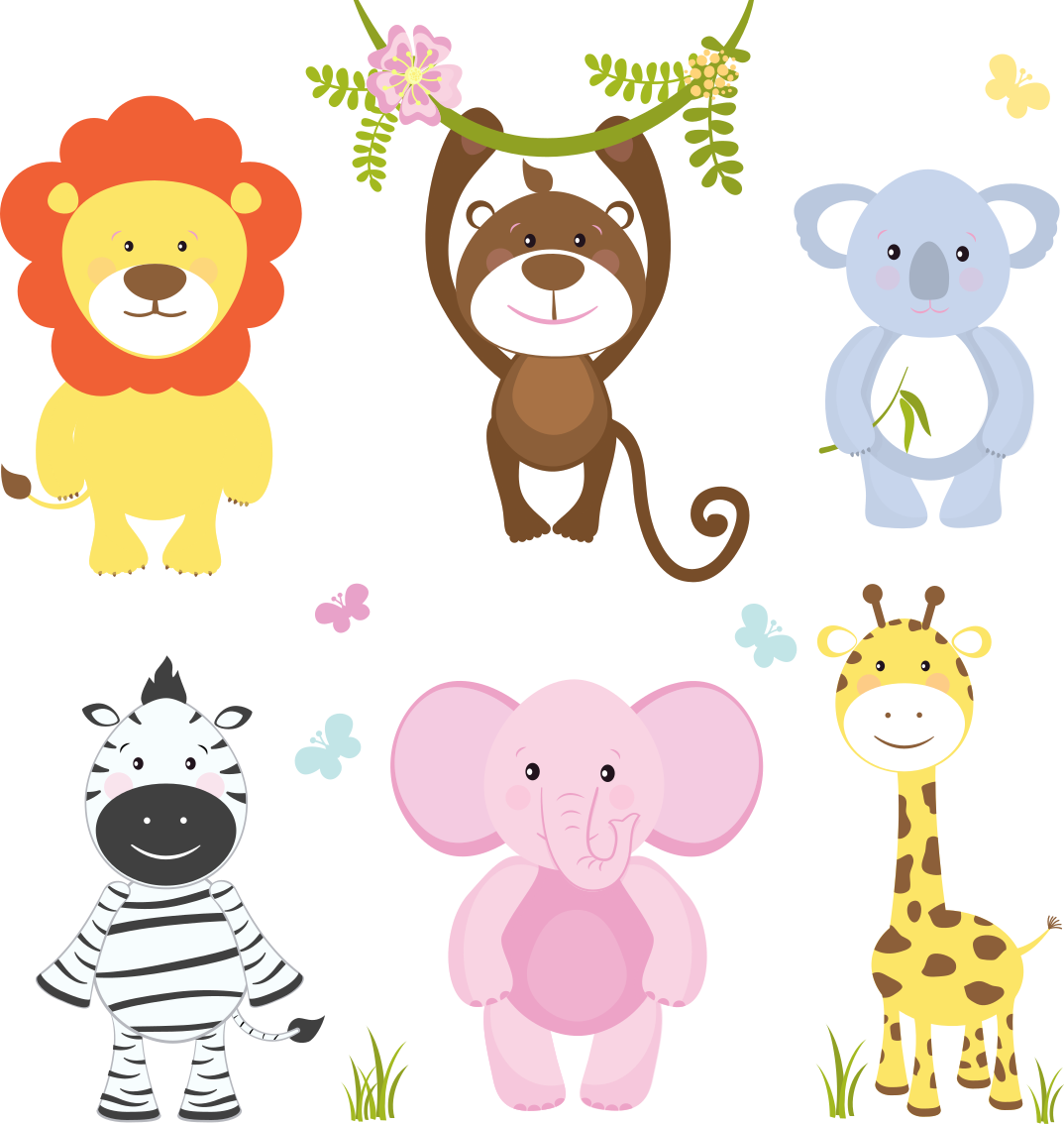 子供 ビニールマット カラフルな赤ちゃん動物 - TENSTICKERS