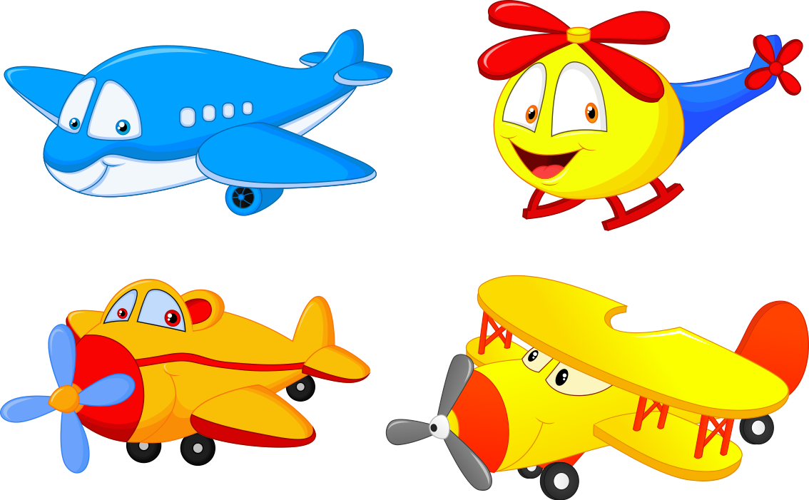子供 ビニールマット 顔のある飛行機とヘリコプター - TENSTICKERS