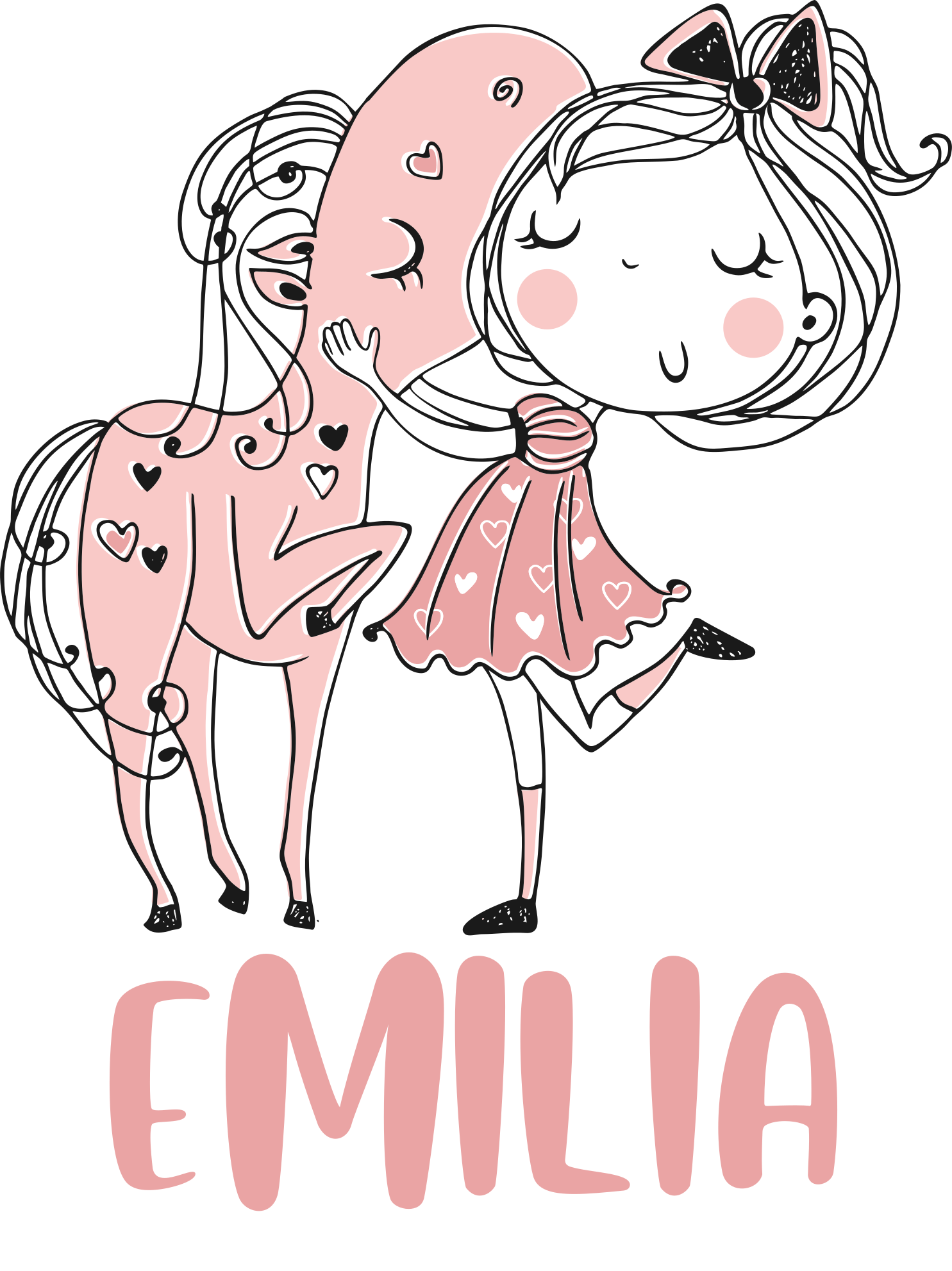 子供 ビニールマット ピンクのドレスを着た馬とお姫様 - TENSTICKERS