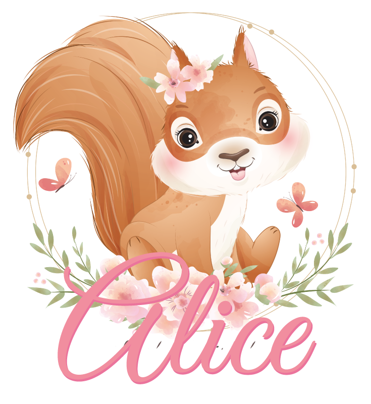 子供 ビニールマット 名前入りのかわいいリス - TENSTICKERS