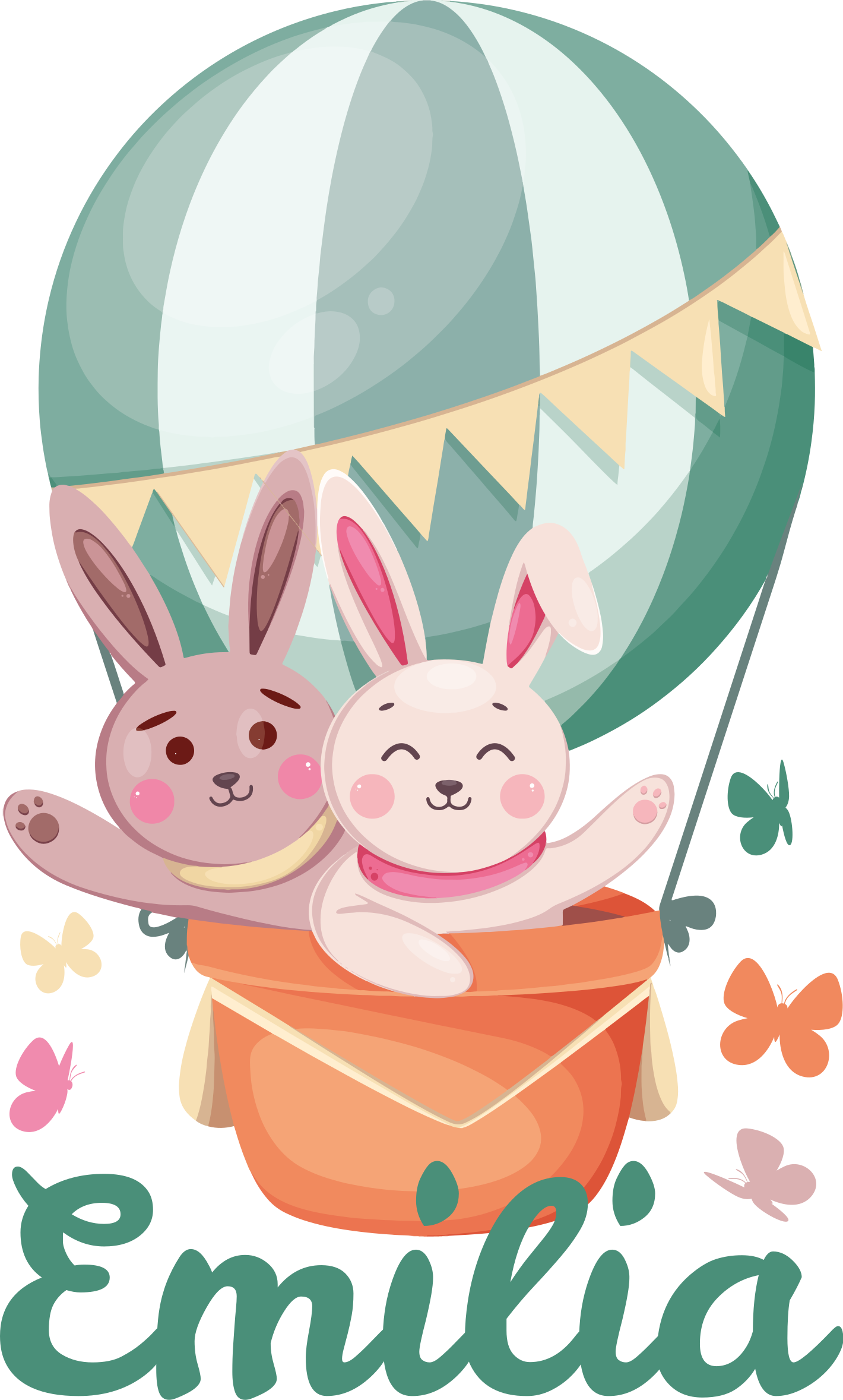 子供 ビニールマット カスタムバニーと風船 - TENSTICKERS