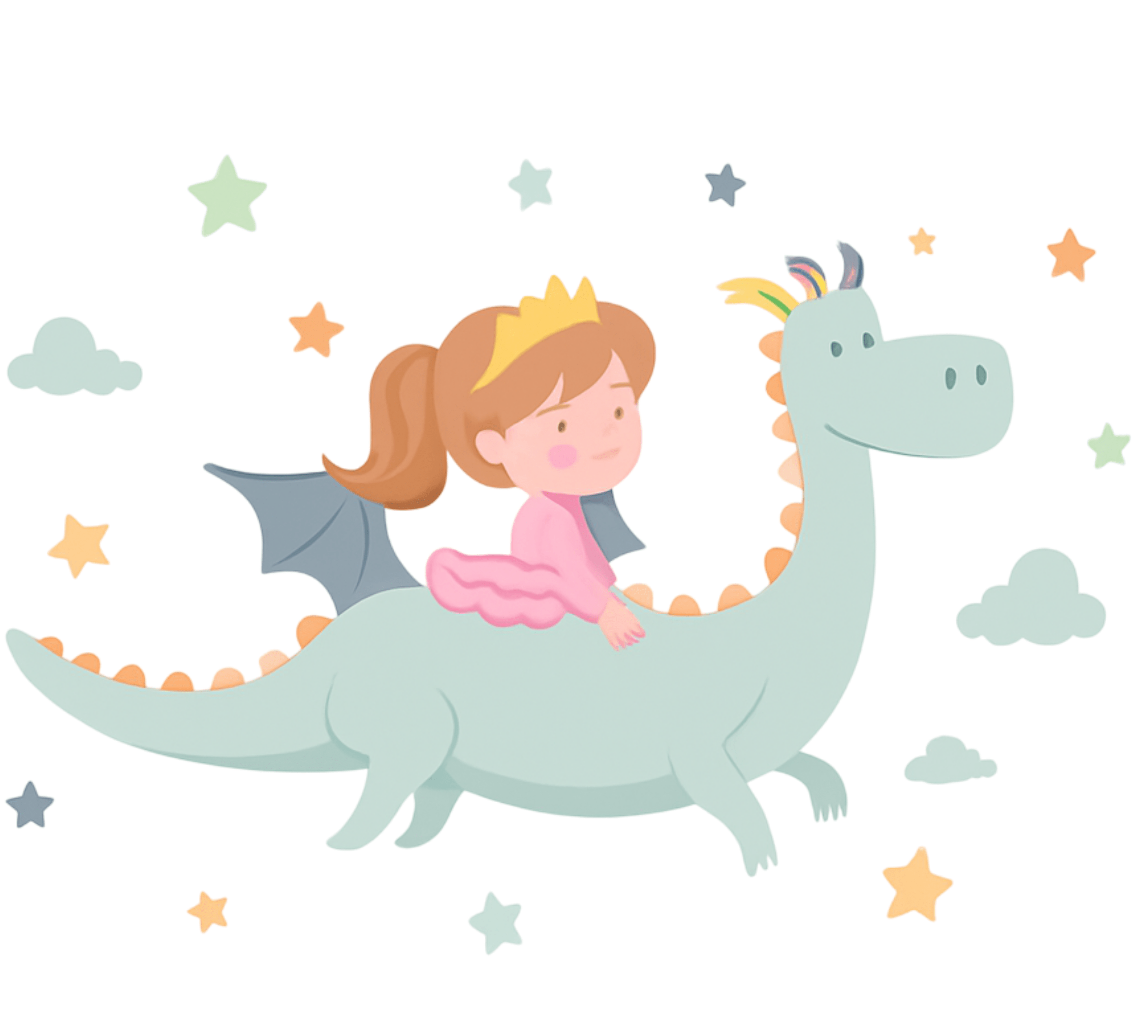 子供 ビニールマット ドラゴンに乗ったお姫様 - TENSTICKERS