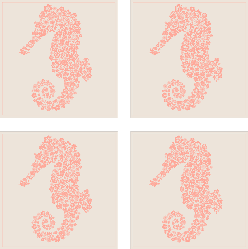 バスルームに1枚ビニールカーペット花柄のタツノオトシゴ - TENSTICKERS
