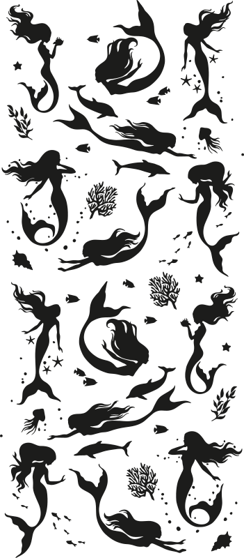 バスルームに1枚ビニールカーペット人魚のシャワーマット - TENSTICKERS