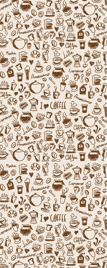 キッチン マット ビニール コーヒー柄のドア用ビニール - TENSTICKERS
