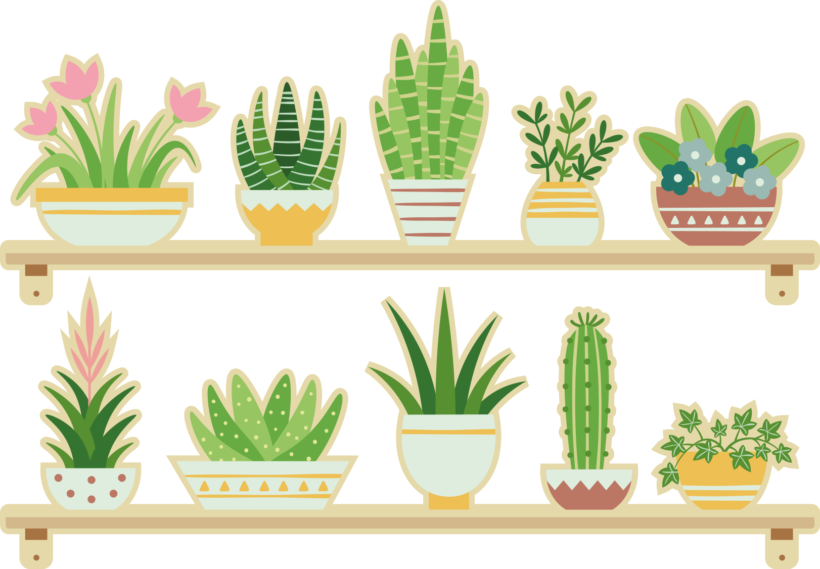 キッチン マット ビニール サボテン植物セット棚 - TENSTICKERS