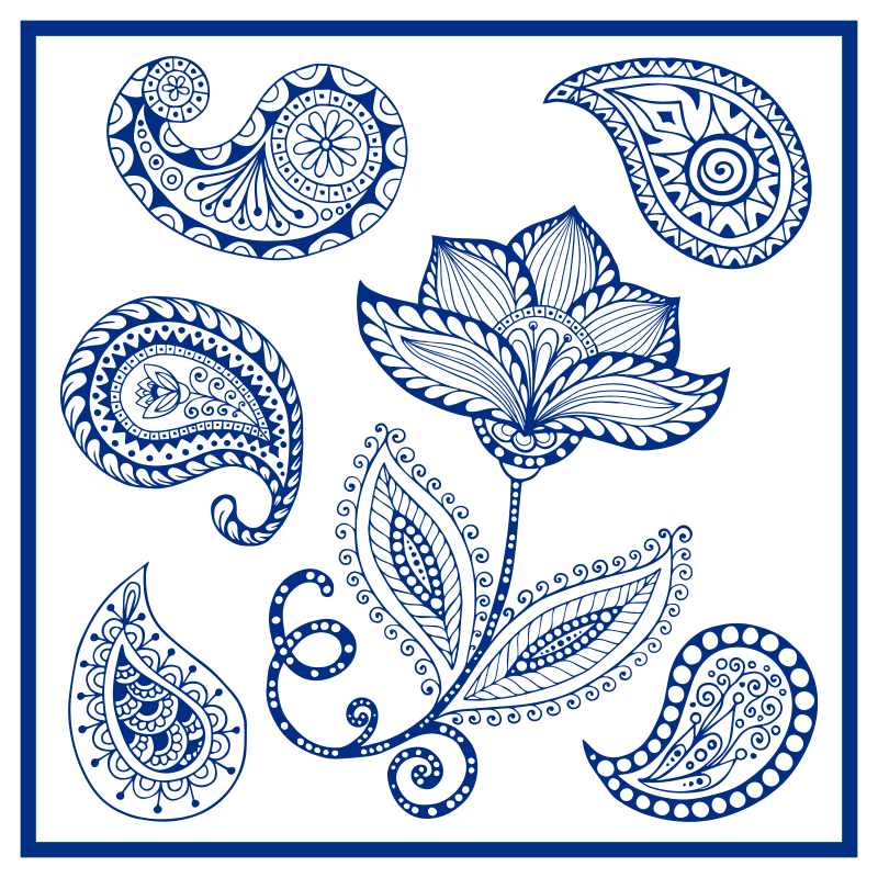 キッチン マット ビニール ペイズリーと花柄 - TENSTICKERS