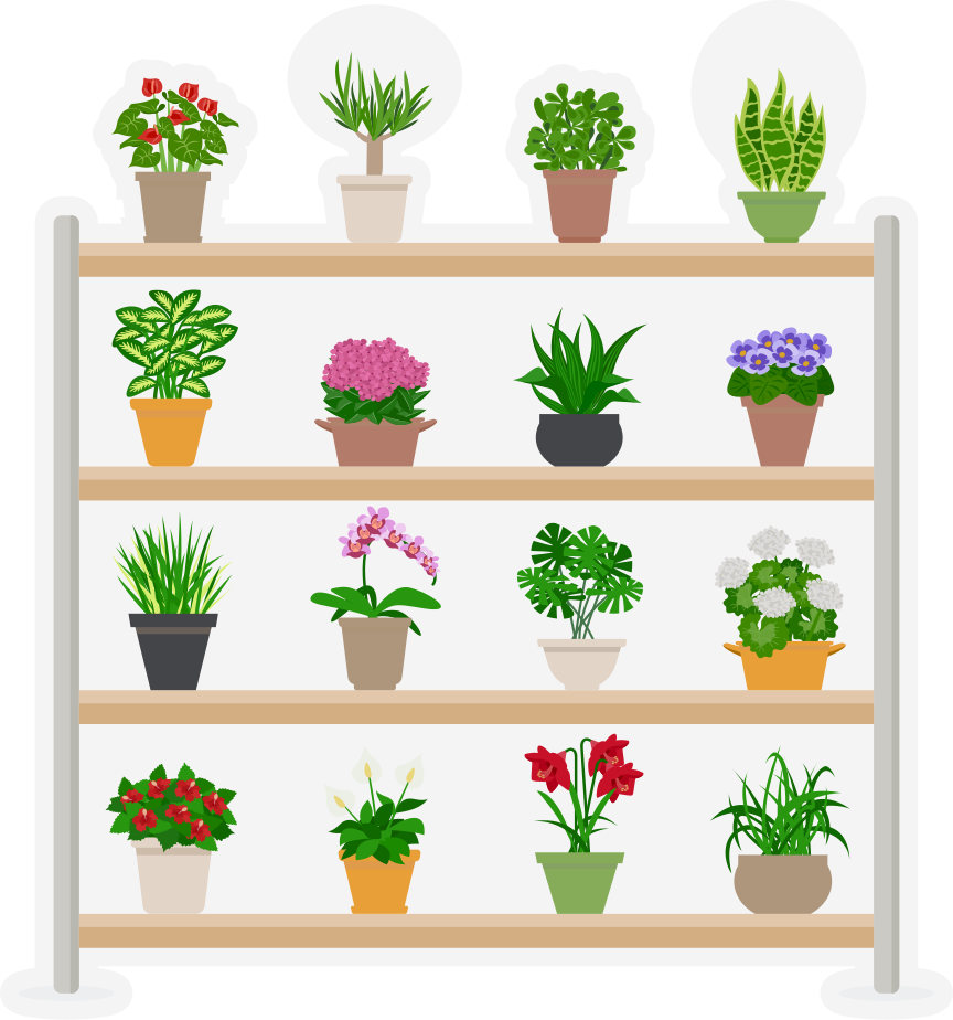 キッチン マット ビニール 棚の上の観葉植物 - TENSTICKERS