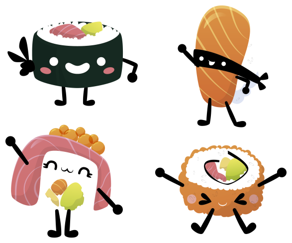 キッチン マット ビニール 可愛い寿司 - TENSTICKERS