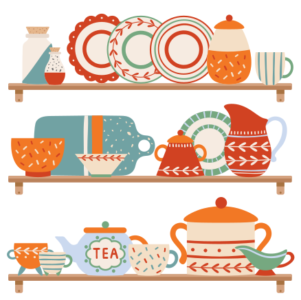 キッチン マット ビニール シェルフのキッチン食器 - TENSTICKERS