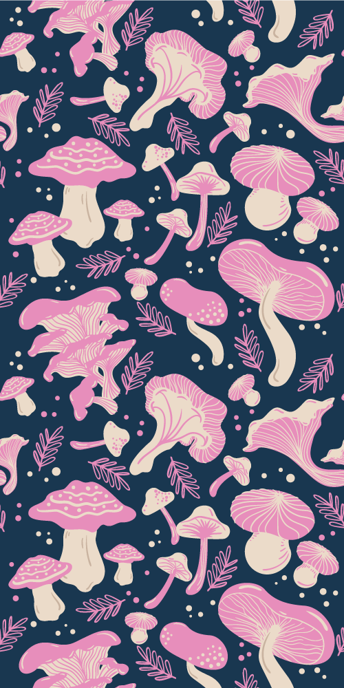キッチン マット ビニール ピンクのキノコのシームレスパターン - TENSTICKERS
