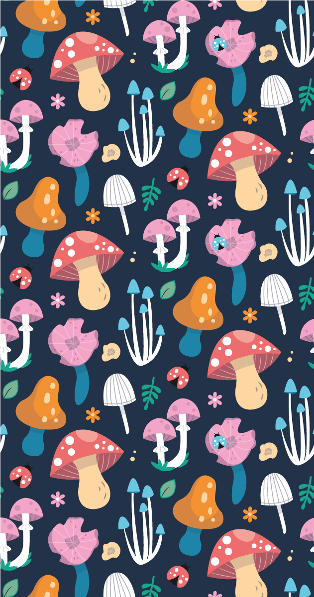 キッチン マット ビニール キノコとテントウムシの柄 - TENSTICKERS