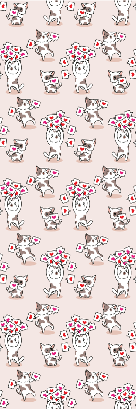 寝室 ビニールマット ハートアイコン柄の猫 - TENSTICKERS