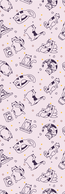 寝室 ビニールマット 猫の音楽バンド柄 - TENSTICKERS